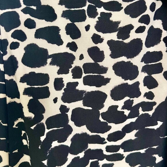 DKNY Leopard Print Wrap Top Size Small Black Tan Short Sleeve - Picture 3 of 4